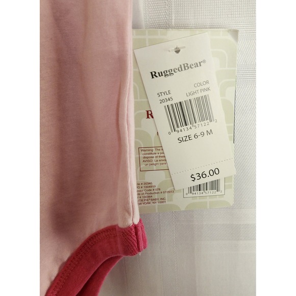 Rugged Bear Bodysuit Set Of 5 Hearts Stars Pink White 6-9 Months - Picture 3 of 12